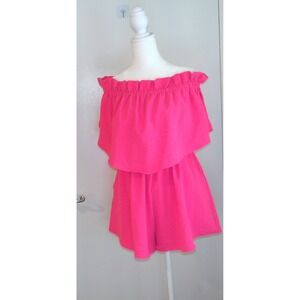 The Pants Store Hot Pink Romper Ruffle‎ Layered/ Sz S / Barbiecore #5153
